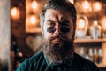 Retro hipster man. Vintage stylish bearded man in retro glasess. Fashion portrait of bearded man. Hipster guy looking Royalty Free Stock Photo