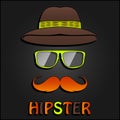 Retro hipster mustache, glasses and hat poster