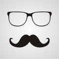 Retro hipster mustache and glasses symbol.