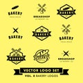 Retro Hipster Vintage Bakery Restaurant Vector Logo Set