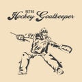 Retro Hockey Goalkeeper Vector Illustration