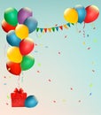 Retro holiday background with colorful balloons.