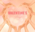 Retro holiday background with hands making a heart. Royalty Free Stock Photo