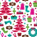 Retro holly jolly christmas theme seamless pattern background