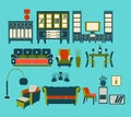 Retro Home Living Furniture Set - Illustration