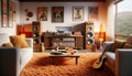 Retro Home Stereo Room Audiophile Hi-fi Vintage Tower Speakers Component AI Generated Home Interior