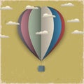 Retro hot air balloon and clouds from paper Royalty Free Stock Photo