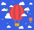 Retro hot air balloon fly sky background Royalty Free Stock Photo