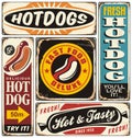 Retro hot dog signs collection Royalty Free Stock Photo