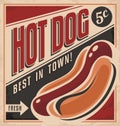 Retro hot dog vector poster design Royalty Free Stock Photo