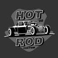 Retro Hot Rod Custom emblem logo vector illustration