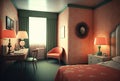 Retro hotel room graphic design 3d model background