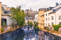 houses the old quarter of Luxembourg city Grund protected by UNESCO Royalty Free Stock Photo