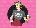 Retro Style Punk Rock Housewife Vector Design