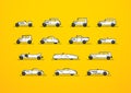 Retro icons set, different silhouette shape cars