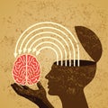 Retro idea with human brain