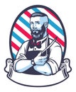 Retro illustration of barber man