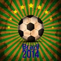 Retro Illustration football card in Brazil flag colors. Soccer ball