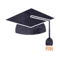 retro illustration style cartoon graduation cap