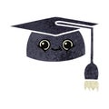 retro illustration style cartoon of a graduation hat