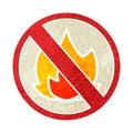 retro illustration style cartoon no fire allowed sign