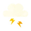 retro illustration style cartoon of a thunder cloud Royalty Free Stock Photo