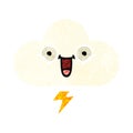 retro illustration style cartoon thunder cloud Royalty Free Stock Photo