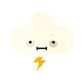 retro illustration style cartoon thunder cloud Royalty Free Stock Photo