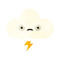 retro illustration style cartoon thunder cloud Royalty Free Stock Photo