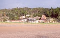 Retro image of houses on Paihia, New Zealand.