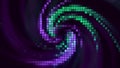 Retro image of rotating colorful spiral. Motion. Beautiful moving spiral of pixels. Pixel image of cosmic colorful