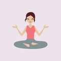 Retro Indian Woman making Meditation Vector Illustration