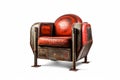 Retro Industrial Metal and Leather Armchair: Distressed Finishes with Vintage Vibes