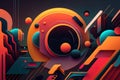 Retro-inspired abstract shapes with bold colors and futuristic vibe