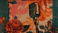 A retro-inspired ad poster showcasing a vintage microphone Royalty Free Stock Photo