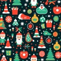 Retro-Inspired Cartoon Christmas Seamless Pattern