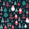 Retro-Inspired Cartoon Christmas Seamless Pattern