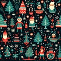 Retro-Inspired Cartoon Christmas Seamless Pattern