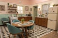 Retro inspired kitchen with coffee table