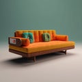 Retro-inspired Mid-century Orange Couch Design