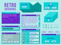 Retro interface elements. Vintage pc window, computer user desktop. Digital 90s software template, old trendy cyber Royalty Free Stock Photo