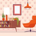 Retro interior with chair, frames for copyspace and mockup Royalty Free Stock Photo
