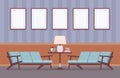 Retro interior with sofas, frames for copyspace and mockup Royalty Free Stock Photo