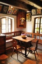 Retro interior, wooden furniture