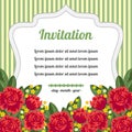 Retro invitation with red flowers