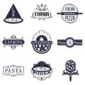 Retro italian cuisine restaurant labels, logos