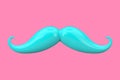 Retro Italy Blue Mustache Icon in Duotone Style. 3d Rendering