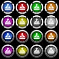 Retro joystick white icons in round glossy buttons on black background Royalty Free Stock Photo