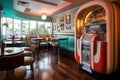 retro jukebox in a 1950s-inspired diner setting