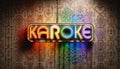 Retro Karaoke Neon Sign on Vintage Wallpaper